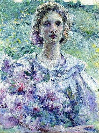 Robert Reid Girl with Flowers oil painting image